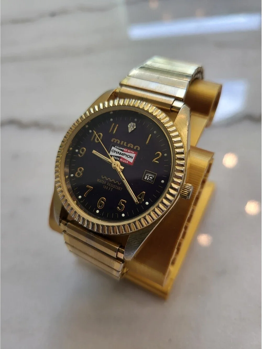 Milan Men's Quartz Watch WorksNew Battery Automobilia 36 mm Champion Sparkplugs
